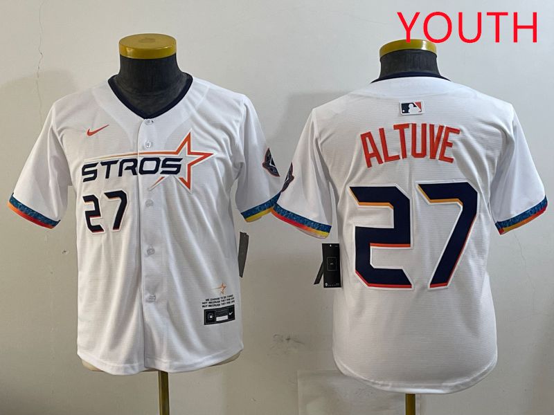 Youth Houston Astros #27 Altuve White Fourth generation Joint Name 2025 Nike MLB Jersey style 1->youth mlb jersey->Youth Jersey